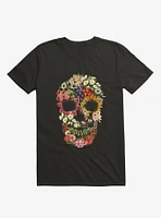 Floral Skull Vintage Black T-Shirt
