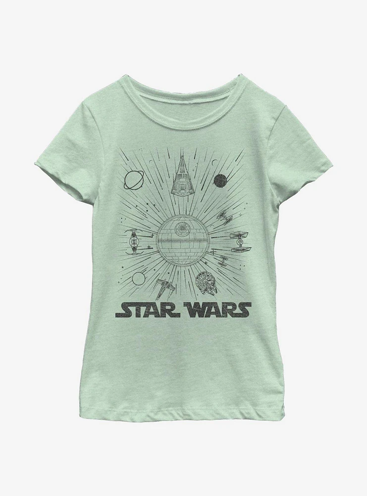 Star Wars Ships Burst Youth Girls T-Shirt