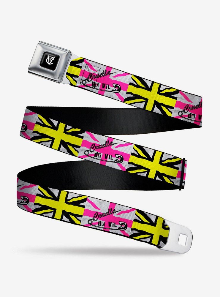 Disney Cruella de Vil Safety Pin Union Jack Youth Seatbelt Belt