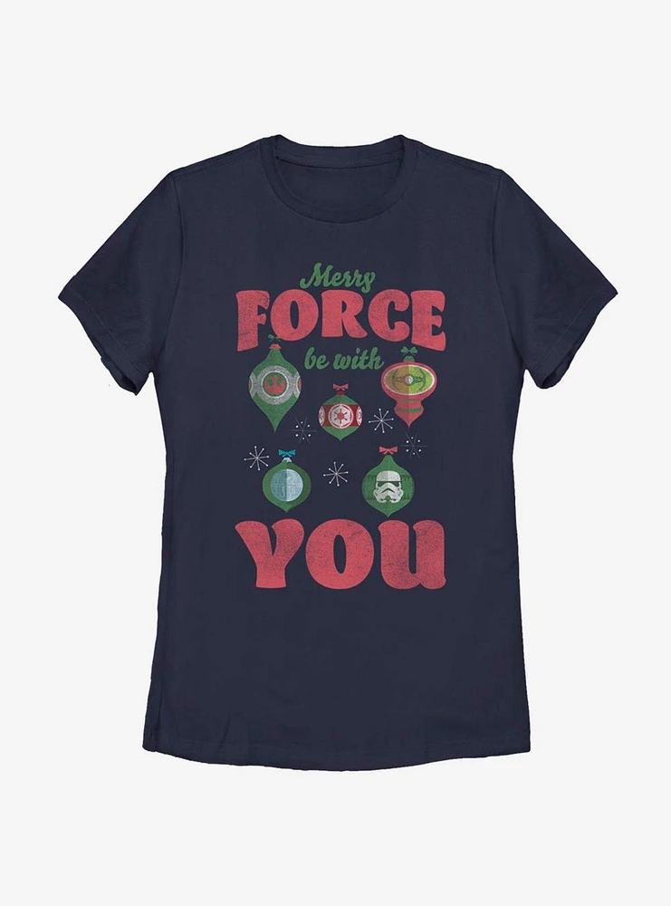 Star Wars Merry Force Decorations Womens T-Shirt