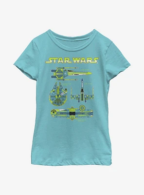 Star Wars Ship Specs Youth Girls T-Shirt