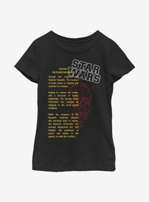 Star Wars Darth Maul Crawl Youth Girls T-Shirt