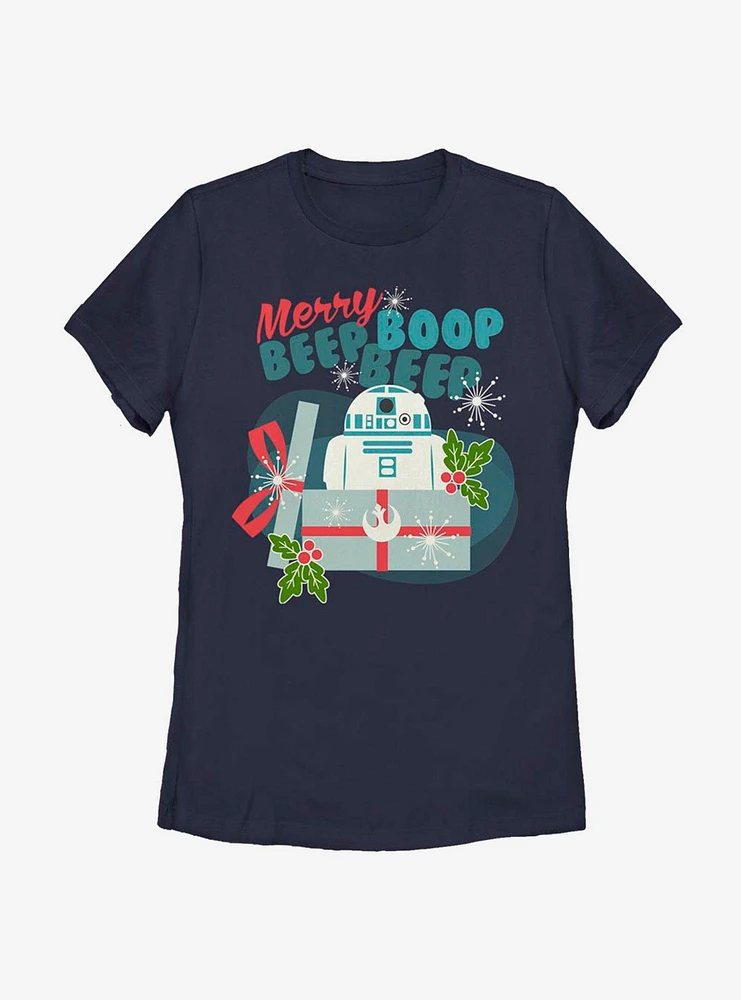 Star Wars Merry Beep Boop R2 Womens T-Shirt