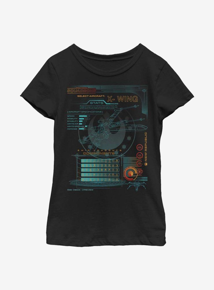 Star Wars Squadrons Components Youth Girls T-Shirt