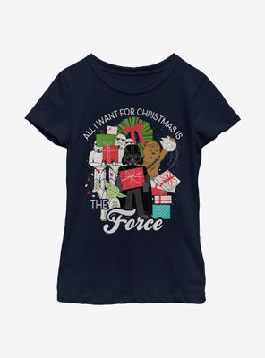 Star Wars All I Want For Christmas Is The Force Youth Girls T-Shirt