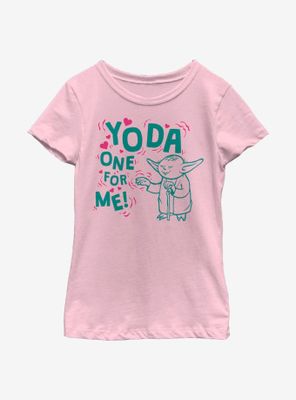 Star Wars Yoda One For Me Outline Youth Girls T-Shirt