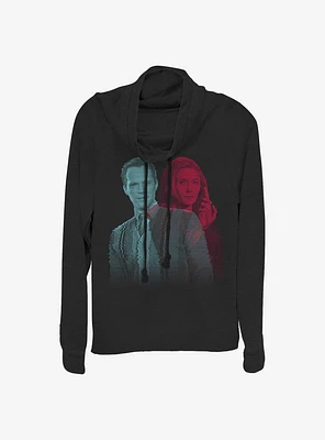 Marvel WandaVision Glitched Couple Vision Cowlneck Long-Sleeve Girls Top