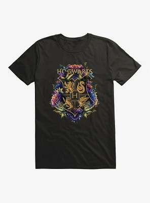 Harry Potter Hogwarts Floral Shield T-Shirt