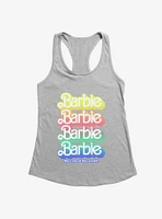 Barbie Pastel Rainbow She's Out Of This World Logo Girls Tank
