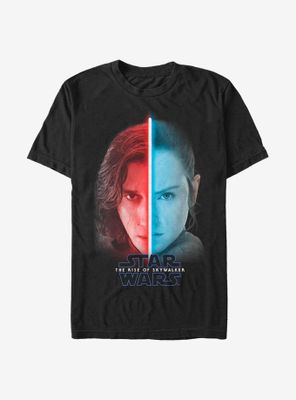 Star Wars: The Rise Of Skywalker Split Face Rey And Kylo T-Shirt