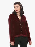 Velvet Laced Button-Up Jacket