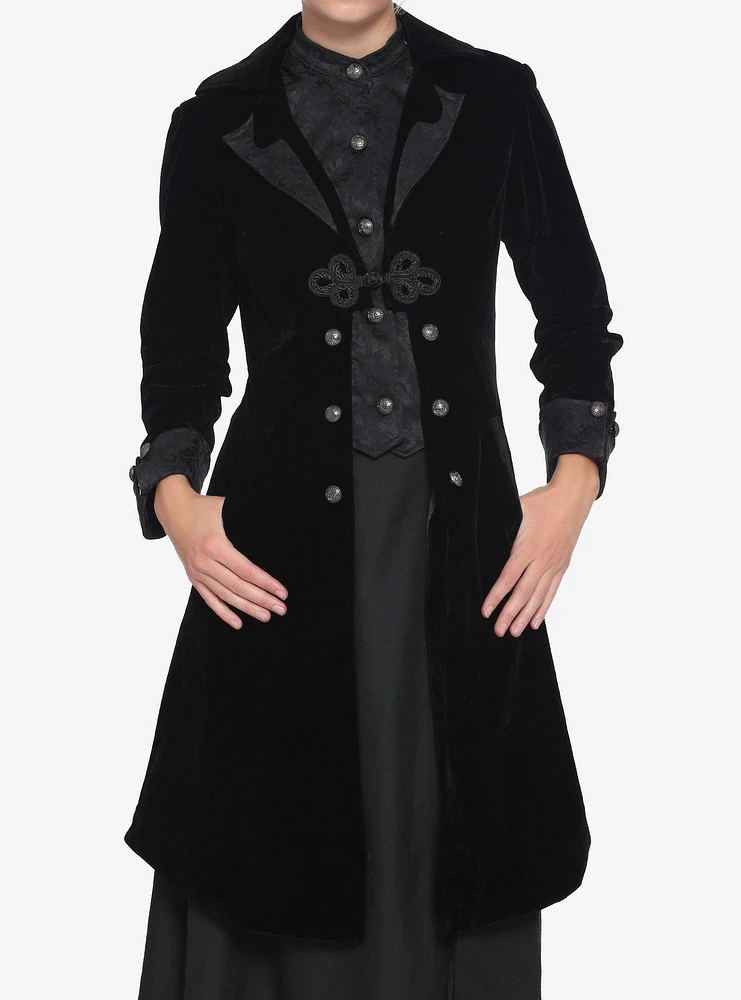 Velvet Brocade Trim Coat