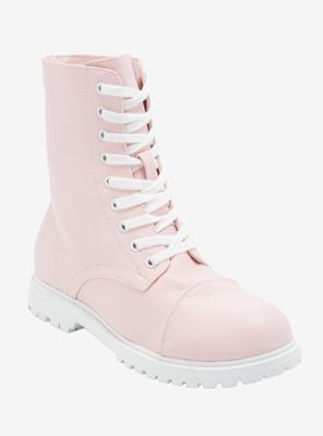 Pastel Pink Wide Width Combat Boots