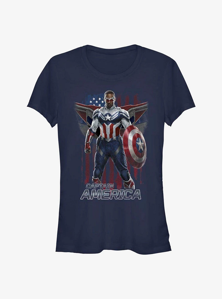 Marvel The Falcon And Winter Soldier Sam Captain America Pose Girls T-Shirt