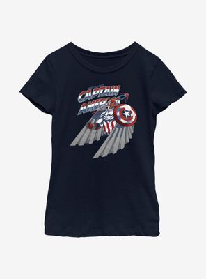 Marvel The Falcon And Winter Soldier Shield Star Youth Girls T-Shirt