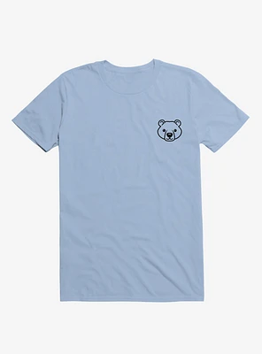 Bear Black And White Minimalist Pictogram Light Blue T-Shirt