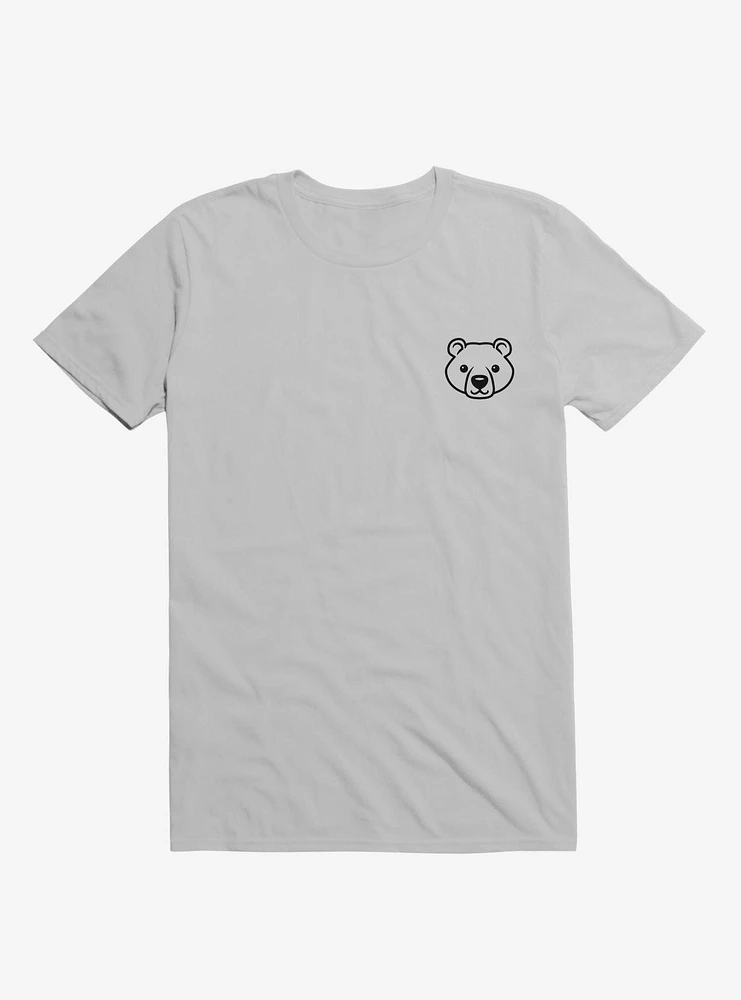 Bear Black And White Minimalist Pictogram Ice Grey T-Shirt