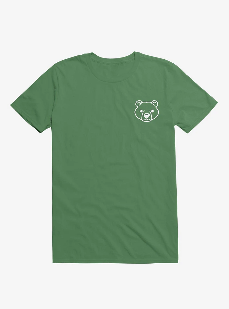 Bear Black And White Minimalist Pictogram Kelly Green T-Shirt