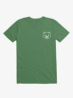 Bear Black And White Minimalist Pictogram Kelly Green T-Shirt