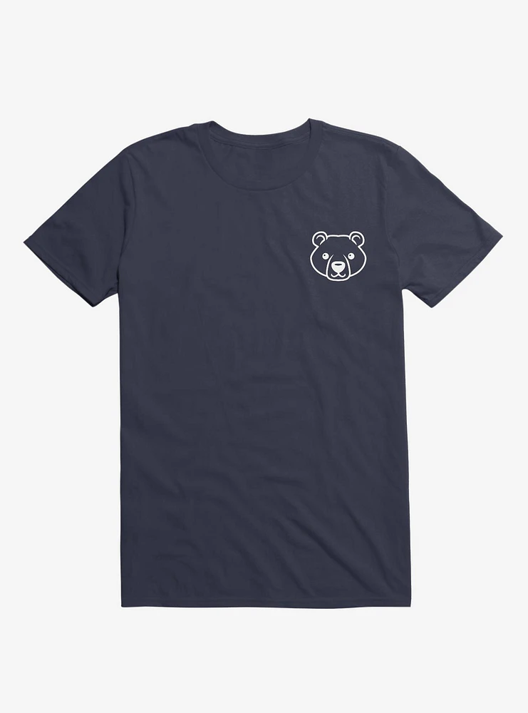 Bear Black And White Minimalist Pictogram Navy Blue T-Shirt