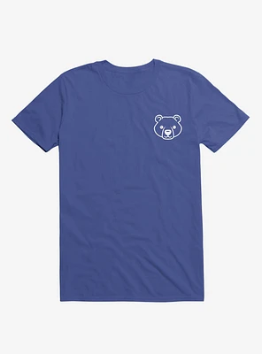 Bear Black And White Minimalist Pictogram Royal Blue T-Shirt