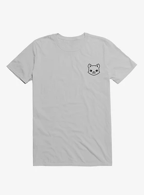 Cat Minimalist Pictogram Ice Grey T-Shirt