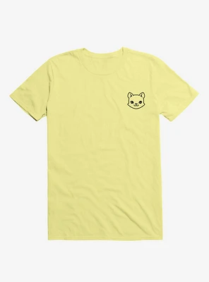 Cat Minimalist Pictogram Corn Silk Yellow T-Shirt