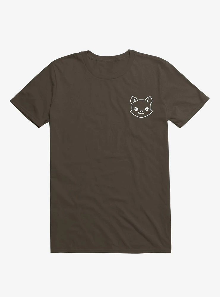 Cat Minimalist Pictogram Brown T-Shirt