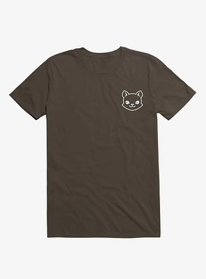 Cat Minimalist Pictogram Brown T-Shirt