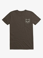 Cat Minimalist Pictogram Brown T-Shirt