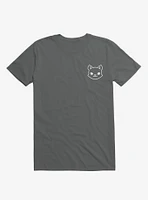 Cat Minimalist Pictogram Charcoal Grey T-Shirt