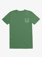 Cat Minimalist Pictogram Kelly Green T-Shirt