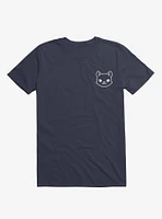 Cat Minimalist Pictogram Navy Blue T-Shirt