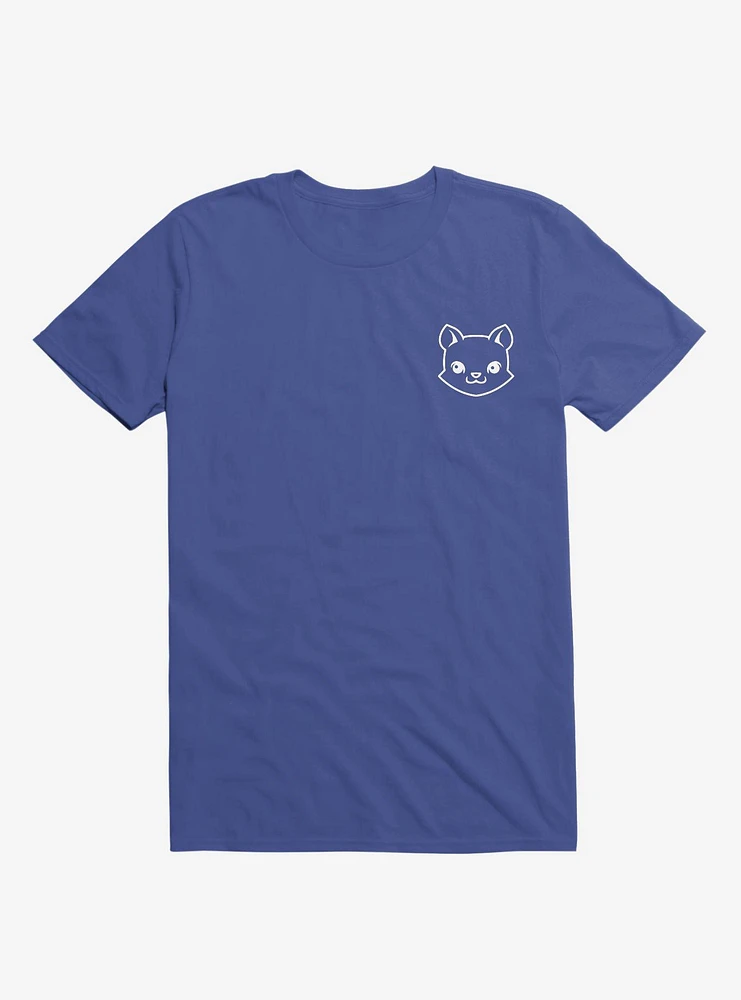 Cat Minimalist Pictogram Royal Blue T-Shirt