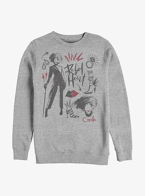 Disney Cruella Fashion Sketches Crew Sweatshirt