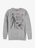 Disney Cruella Fashion Sketches Crew Sweatshirt