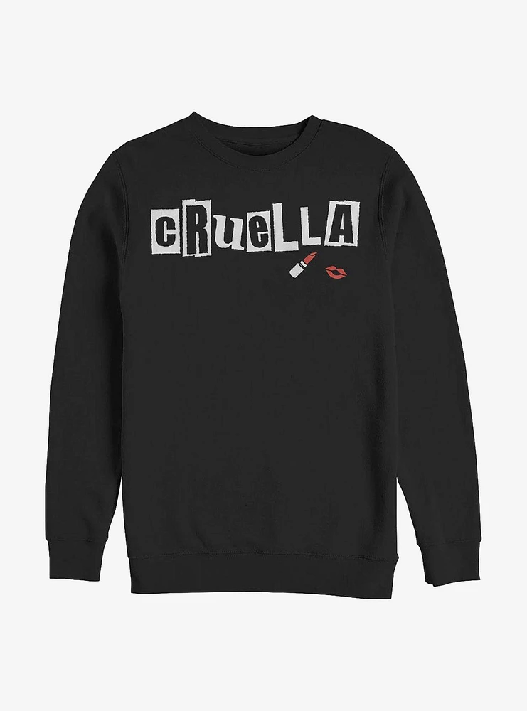 Disney Cruella Name Cut Out Letters Crew Sweatshirt