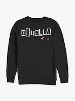 Disney Cruella Name Cut Out Letters Crew Sweatshirt