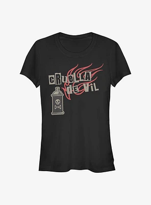 Disney Cruella Spray Paint Fire Girls T-Shirt
