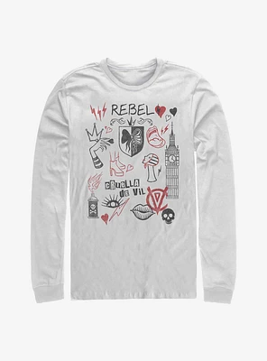 Disney Cruella Rebel Queen Doodles Long-Sleeve T-Shirt