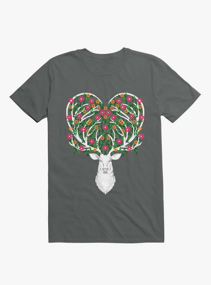 Blooming Deer II Charcoal Grey T-Shirt