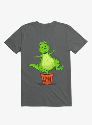 Cactus Rex Free Hugs Charcoal Grey T-Shirt