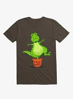 Cactus Rex Free Hugs Brown T-Shirt