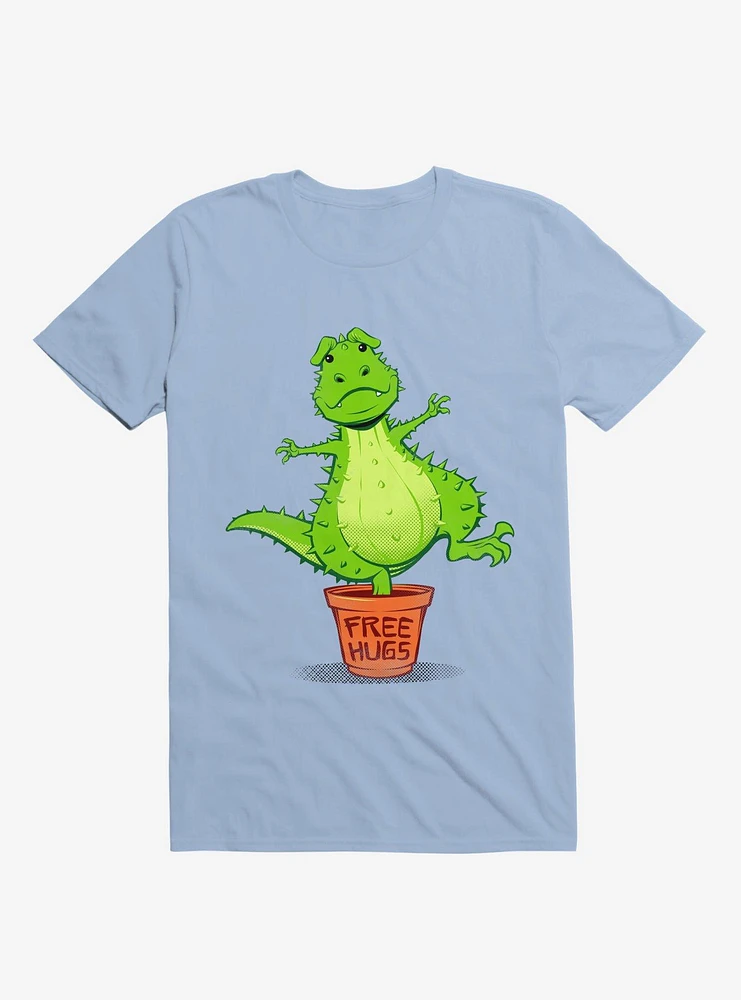 Cactus Rex Free Hugs Light Blue T-Shirt