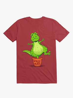 Cactus Rex Free Hugs Red T-Shirt