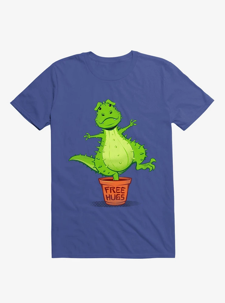 Cactus Rex Free Hugs Royal Blue T-Shirt