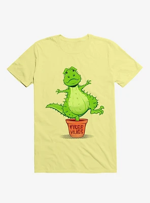 Cactus Rex Free Hugs Corn Silk Yellow T-Shirt