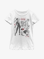 Disney Cruella Fashion Sketch Youth Girls T-Shirt