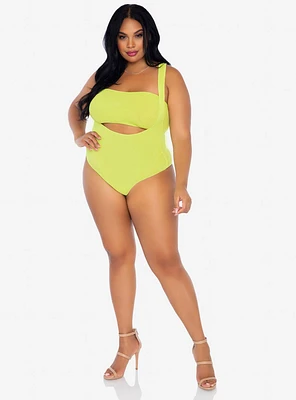 2 Piece Opaque Bandeau And Suspender Bodysuit Lime Plus Size