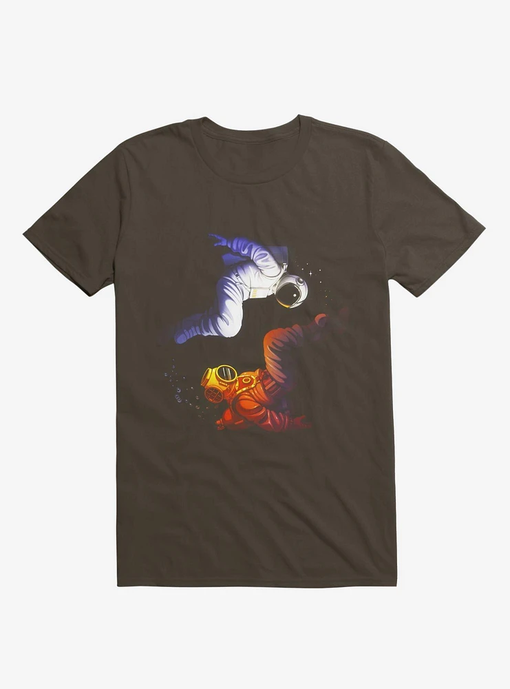 Yin Yang Astronaut Scuba Brown T-Shirt